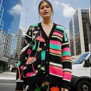 Farm Rio Mixed Mushrooms Cardigan Sz S